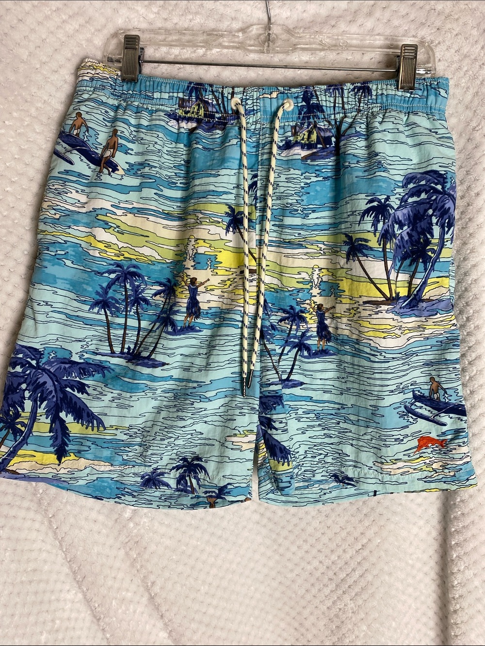 Tommy Bahama Relax Light Blue Tropical Print Swim Trunks Shorts